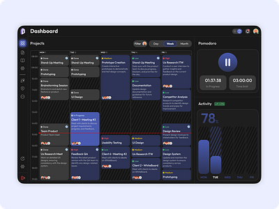 Dashboard Calendar • WebApp branding calendar dark darkmode graphic design motion graphics pomodoro product product design time ui web webapp