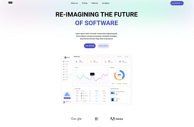 SaaS software landing page landing page light theme saas software ui website website design