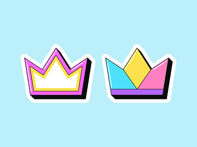 Crown stickers art authority cartoon corona crown design empire hat icon illustration king kingdom luxury pop premium queen retro royal sticker vector