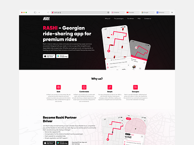 Rashi - Landing Page Design graphic design landing logo product design responsive ride sharing ui ux website