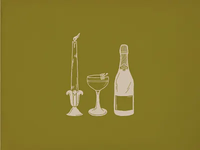 Supper Club Illustrations candle champagne cocktail dinner food handdrawn illustration procreate supper club wine