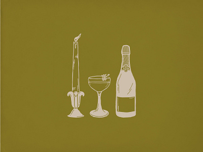 Supper Club Illustrations candle champagne cocktail dinner food handdrawn illustration procreate supper club wine
