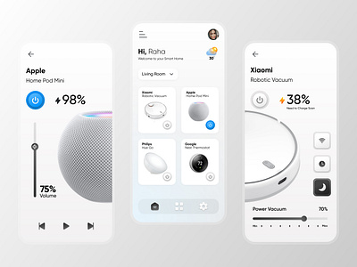 Smart Home Application ai neomorphism remote control smart home ui