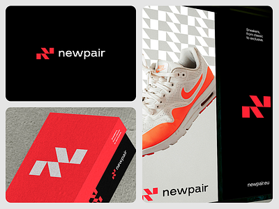 Newpair black brand brand identity branding design logo logotype sneakers