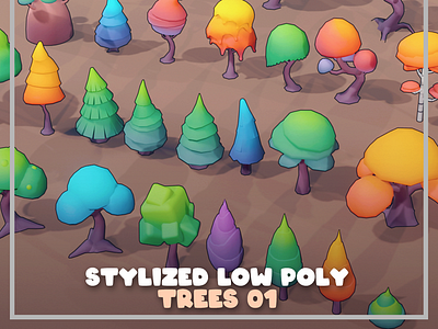 Stylized Trees 01 3d 3dmodeling b3d blender blender3d cartoon illustration low poly lowpoly trees