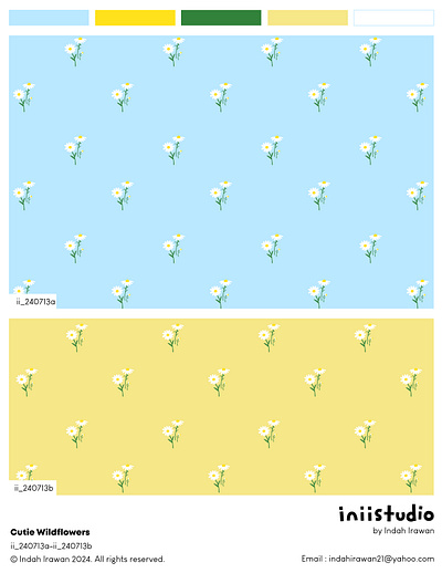 Cutie Wildflowers affinitydesigner art blue color cute cute artwork cutie design floral flower girlsart illustration pattern design surface pattern design vector wildflowers yellow