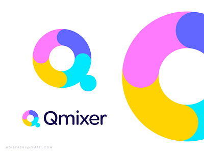 Qmixer AI Logo Design : AI-based color mixer software ai ai logo app artificial intelligence brand branding colorful colors connect identity logo logo design logo designer mix network product q social software web