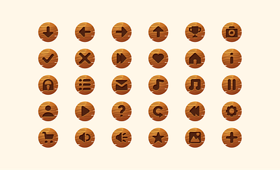 Wooden icons for mobile game 2d app brand desktop game icon icon design mobile wood wooden