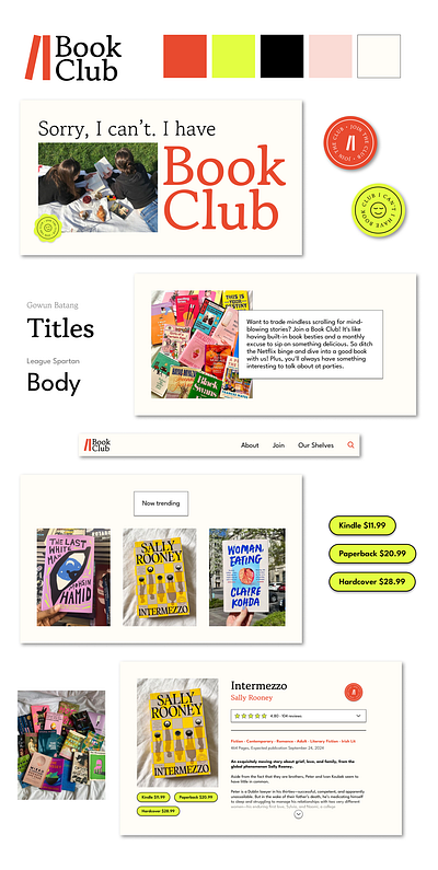 Book Club - Site Design Concept book club branding goodreads reading style guide ui ux