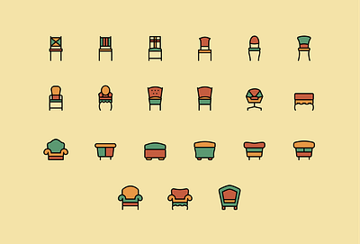 Chair icons 2d app brand chairs coloured design desktop icon logo mobile wood