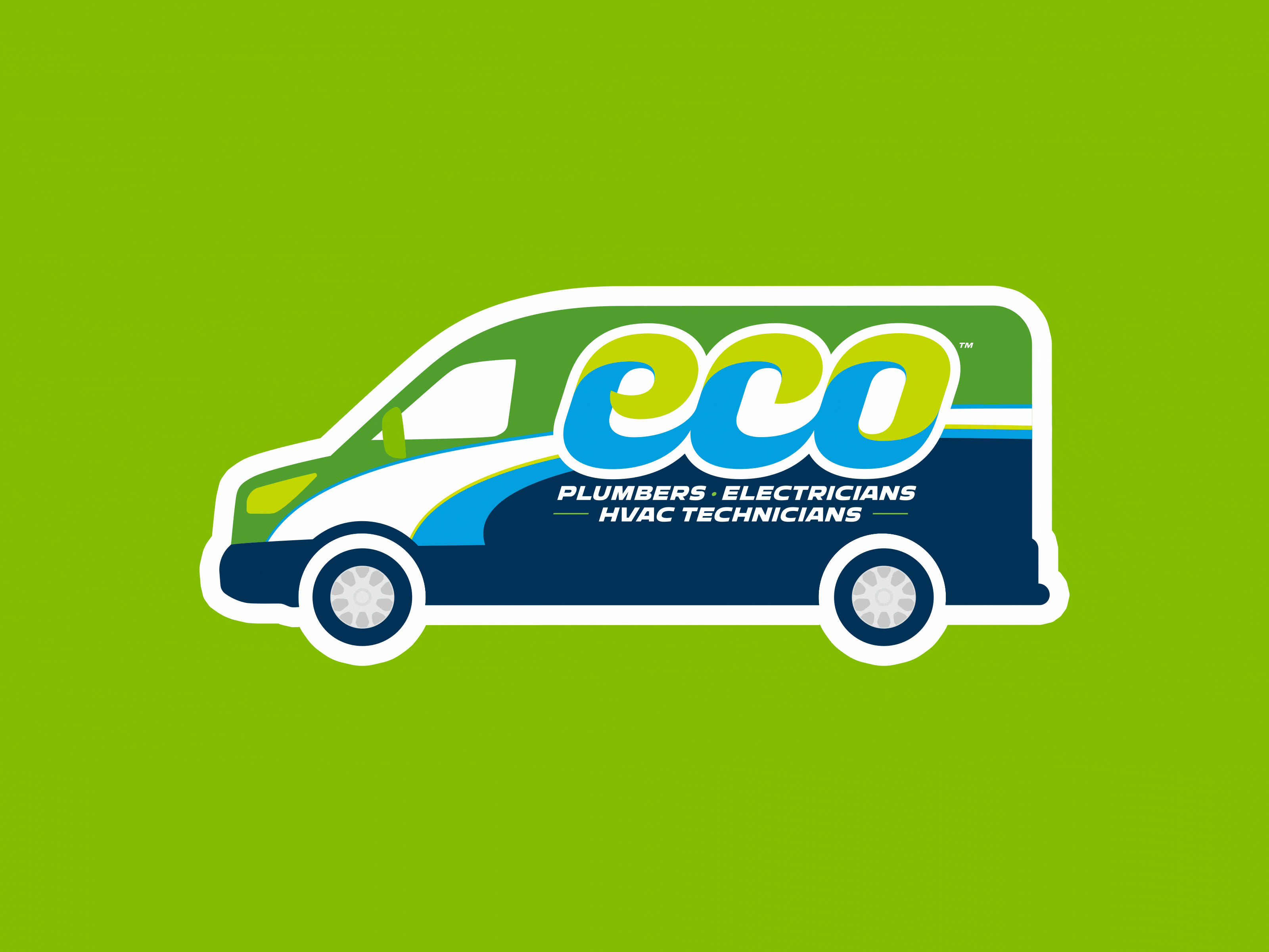 Eco - Van animation blue bounce brand brand awareness curve design digital marketing drive green handyman highlight hvac instagram motion graphics snapchat sticker tires van wrap