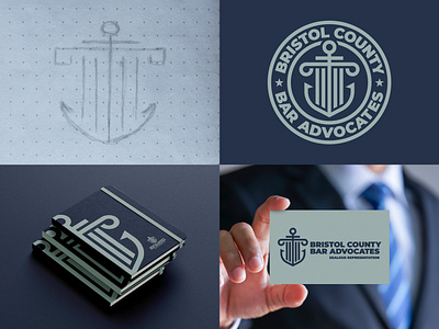 Bristol County Bar Advocates - Recap advocate attorney badge brand identity branding bristol county criminal defense emblem justice law law firm lawyer legal logo design maritime nautical new bedford roman column shield visual identity