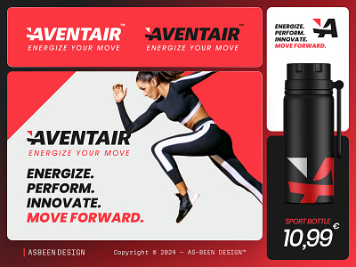 Aventair™ Logo Design brand branding clean design energy fit fitness graphic design innovation logo minimalist sport