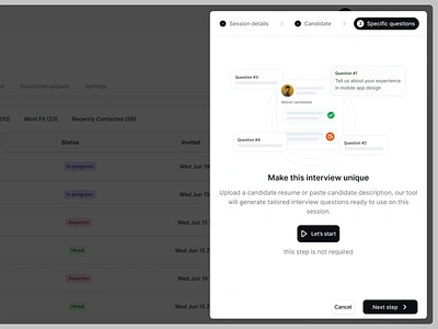 Right side modal - Empty state illustration button component drawer empty screen empty state illustration inputs modal modals process product design recruitment right side right side modal