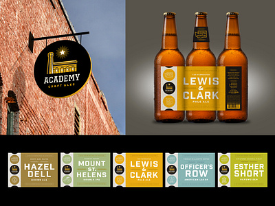 Academy Brewing signage & packs branding design graphic design logo packaging