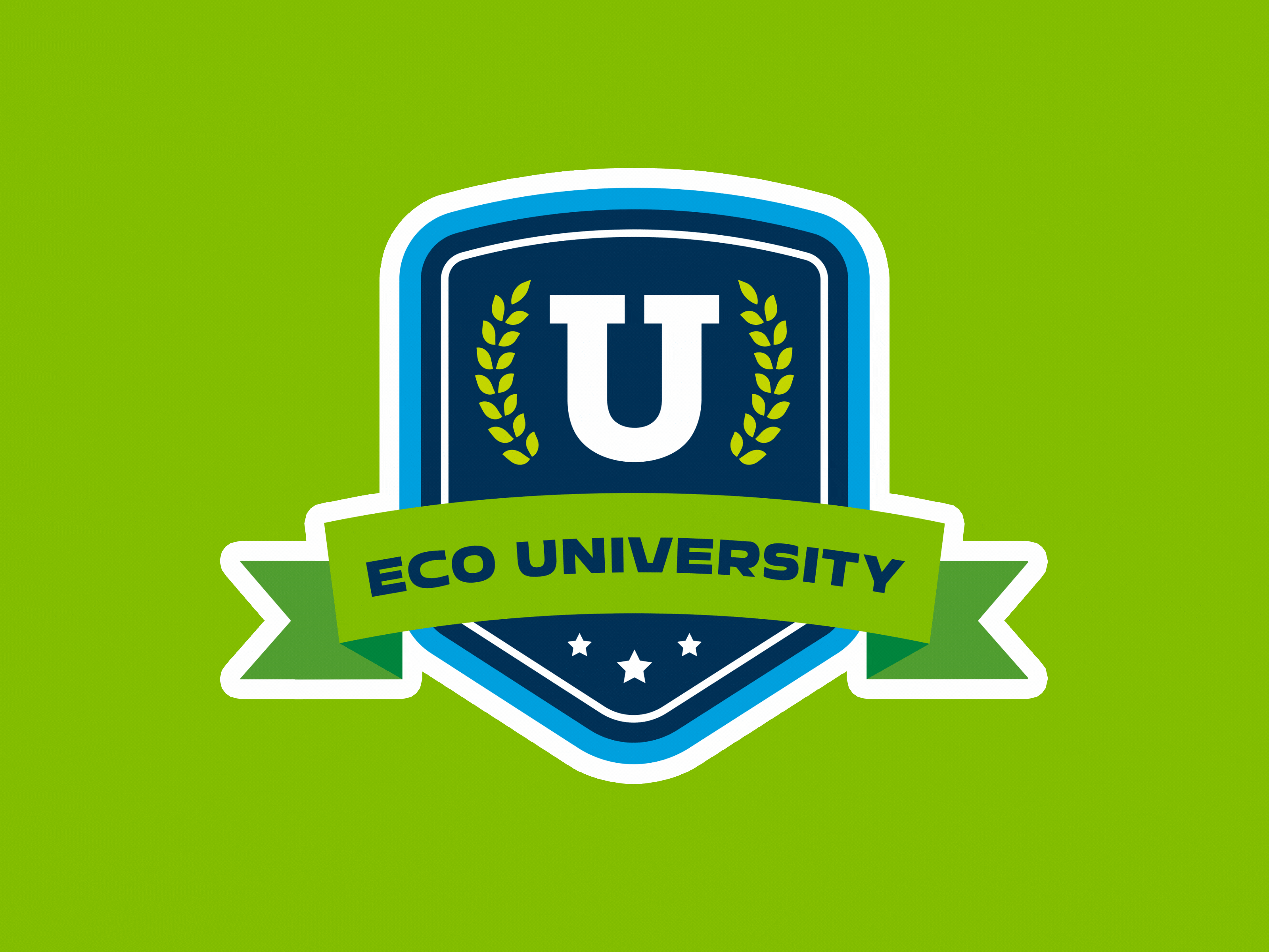 Eco - University Badge academic animation badge banner brand awareness college eco fun graduation learn leaves motion graphics plumbing school seal sticker training typography u university