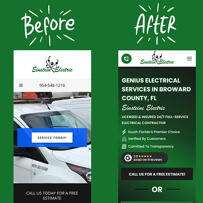 Einstein Electric's Before & After branding design figma graphic design illustration logo ui ui design uiux web design webdesign website design wordpress wordpress design wordpress website