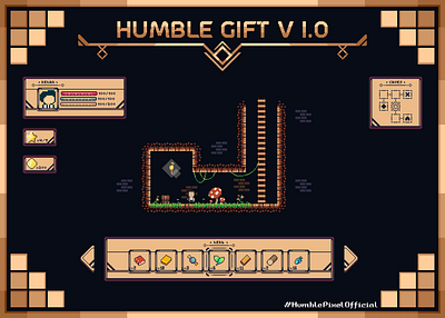 🎁 Humble Gift v1.0 : Player HUD 🎁 2d animation asset pack branding design humblepixelofficial pixel art png sprites ui unity