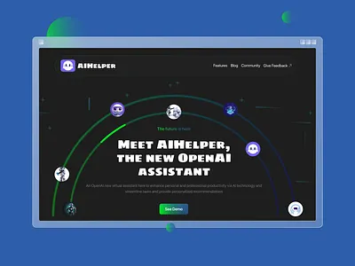 AIHelper Website ai ai assistant ai design chatbot hero section interaction design landing page project management seamless workflow task manager ui design web design web ui website design