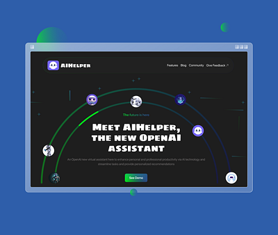 AIHelper Website ai ai assistant ai design chatbot hero section interaction design landing page project management seamless workflow task manager ui design web design web ui website design