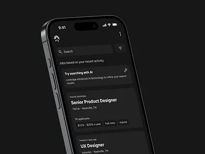Job Search App branding clean design ios logo minimal ui ux