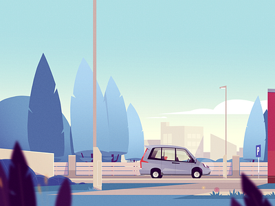 Kindergarten animation background city education environment environment art fence illustration illustrator kindergarten landscape morning parking scene scenery school sek sekond styleframe vehicle