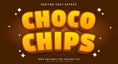 Choco Chips 3d editable text style Template crispy