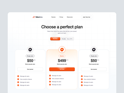 Montra Admin Dashboard Pricing Segment dashboard design illustration landing page pricing pricing segment product design ui user interface design