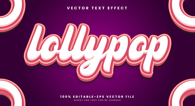 Lollipop 3d editable text style Template fairy tale