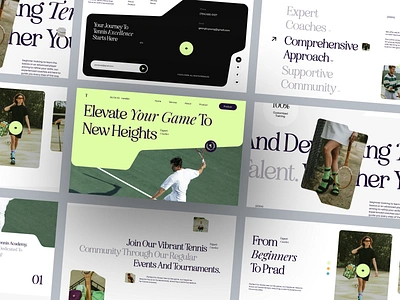 T® - Tennis Academy Website bold brutalism clean design homepage landing page minimalist modern shape swiss style tennis ui uidesign user experience userinterface ux web design website