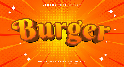 Burger 3d editable text style Template dessert
