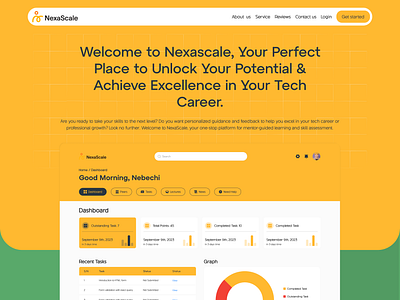 NexaScale E-learning Website barchart chart ui dashboard dashboard design dashboard ui e learning edutech hero section landing page pie chart ui web design website website design