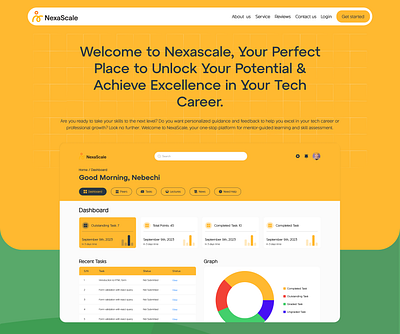 NexaScale E-learning Website barchart chart ui dashboard dashboard design dashboard ui e learning edutech hero section landing page pie chart ui web design website website design