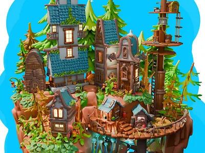 lost village 2 3d 3dcharacter 3dmodel animation blender branding design illustration logo ui