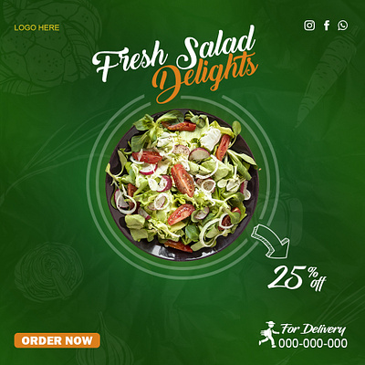 An advertisement for a Salad Bussiness graphic design vector