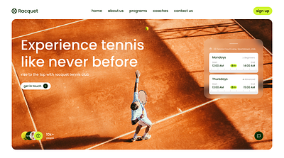 Racquet tennis club design figma logo tennis ui ux web webdesign website