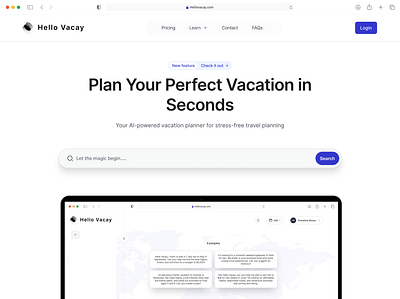 Hero Section UI Design ai design planner productdesign ui uiux ux vacation vacationplanner