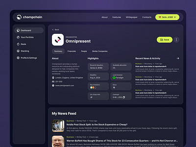 Chompchain Company Profile - Maddesign.io bitcoin btc crm crypto dashboard defi investing organization profile saas token ui ux web web3 website