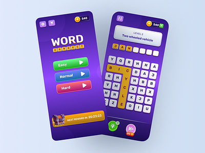 Word Connect Game UI game game design gamification mobile game playfull ui word game wordconnect