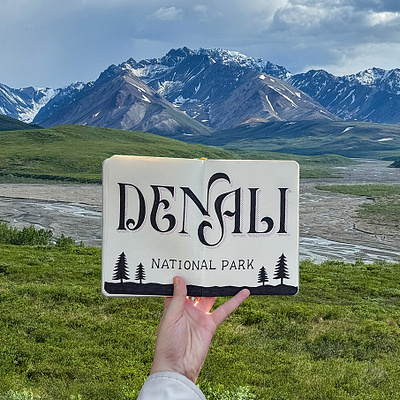 Denali National Park, AK hand lettering illustration lettering sketchbook travel