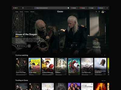 Landing Page Design for CaveaPlus design disney figma films graphic design hbo hulu landing movies netlflix streaming streaming platform ui ux website