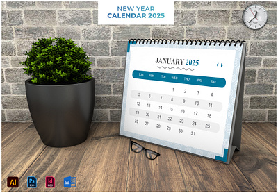 New Year Calendar Design Template 2025 2025 calendar design adobe illustrator adobe indesign branding design design template editable graphic design print ready