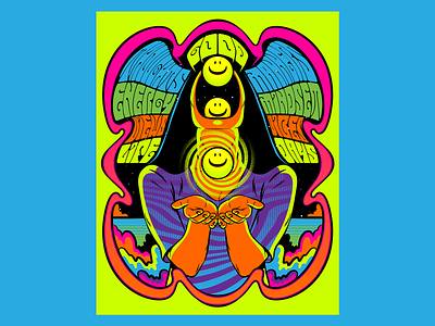 Good things design illustration positivity psychedelic retro smile surrealism trippy typography vector vintage