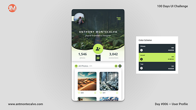 Day #006 - User Profile | 100 Days UI Challenge branding daily 100 dailyui dailyuichallenge design graphic design interface design mobile design ui ui design user experience user profile visual design