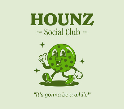 Hounz Social Club character graphic design illustration logo pickleball vintage vintage character
