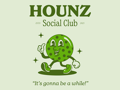 Hounz Social Club character graphic design illustration logo pickleball vintage vintage character