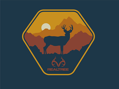 Whitetail Park buck deer graphic design hexagon illustration sunset tee shirt whitetail
