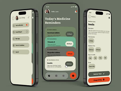 Medicine Reminder App Prototype 2024 alarm app flat ui ios app material ui medical app medicine reminder medicine reminder app mobile app mobile ui modern ui neelpari pill reminder reminder app saloni ui ux