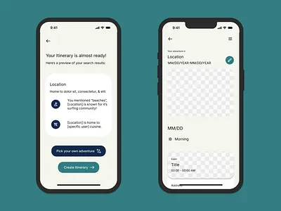 AI Travel Planning App (Med-fi) app branding design figma mobile ui