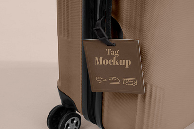 Suitcase Tag Mockup airport branding graphic design label logo mockup motion graphics suitcase tag travel